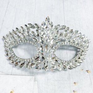 Silver masquerade mask, Clear Crystal Mask, Masquerade ball mask, Party Mask